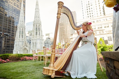 Guests were greeted by harp players dressed in English Garden attire.