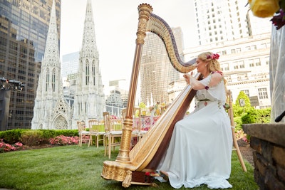 Guests were greeted by harp players dressed in English Garden attire.