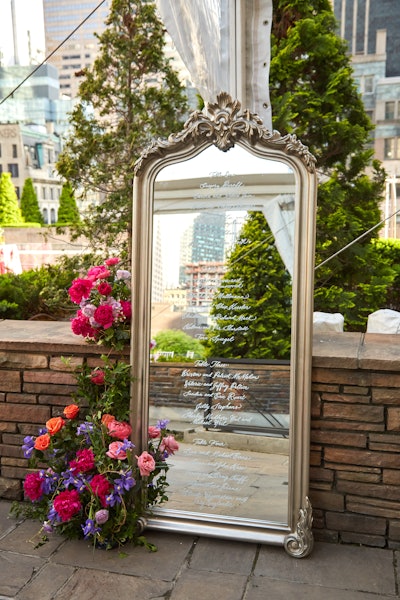 The table assignments were presented on an ornate mirror.