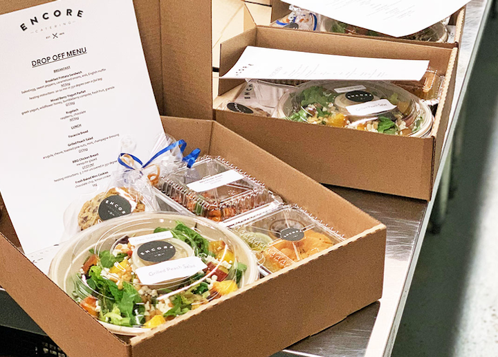 Toronto-based Encore Catering is now offering a virtual catering menu available for curbside pickup or delivery throughout the Greater Toronto area (and beyond with a minimum order size). A three-course boxed meal starts at $42 per person and allows guests to choose from butternut squash soup or salad to start; a meat-, fish-, or vegetable-based main dish; and a lemon meringue tart, red velvet cake parfait or chocolate raspberry cheesecake for dessert.