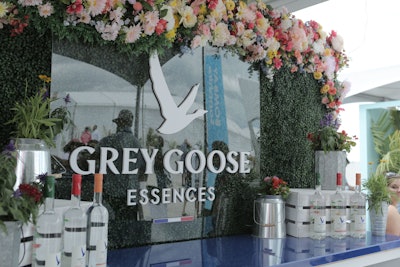 Grey Goose’s Grand Tasting bar featured a floral and greenery backdrop to complement its Essences spirit line.
