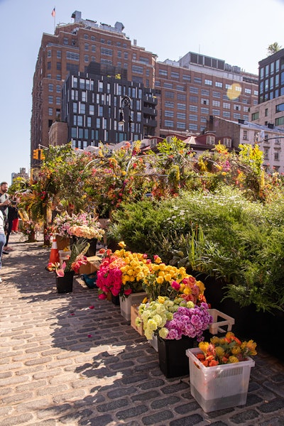 At the European-style flower market, florists sold a variety of fresh-cut, dried and arranged flowers.