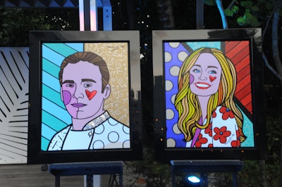 Romero Britto surprised both Loews Miami Beach Hotel executive chef Frederic Delaire and guest of honor Giada de Laurentiis with painted portraits in his signature style to commemorate the dinner.