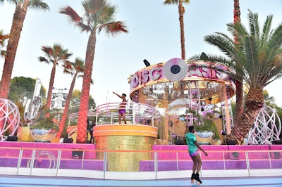 The third area of the event is the DiscOasis itself, which features a live DJ, a roller-skating rink, a dance floor and other fun activities. “The DJs rotate and mix from a preselected and curated song list from Nile,” noted the team. “This gives the DJs agency to make their performance their own, but ensures that the music lives within the DiscOasis world.”