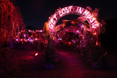 As attendees continue walking through the event, which runs from 5-10 p.m. every day but Monday, they encounter six different areas, each inspired by a different song as well as the theme of “What would a garden watered by music look like?” Each area features a disco-themed art installation as well as a live, costumed actor interacting with guests.