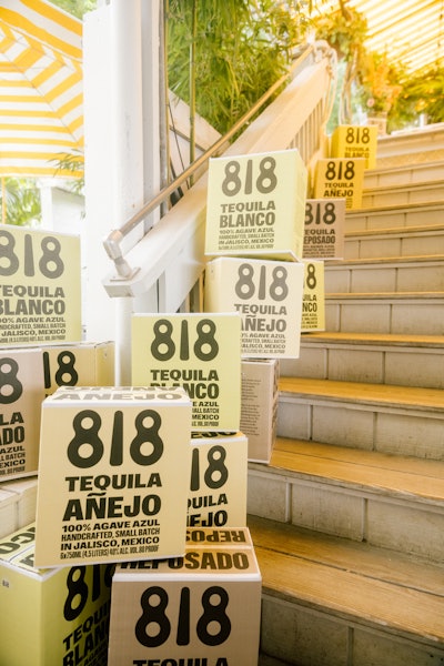 818 Tequila shipping boxes were incorporated into the decor in a variety of clever, Instagrammable ways.