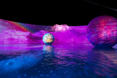 Adding to the immersive, surreal feel was projecting mapping from 512 Creative.