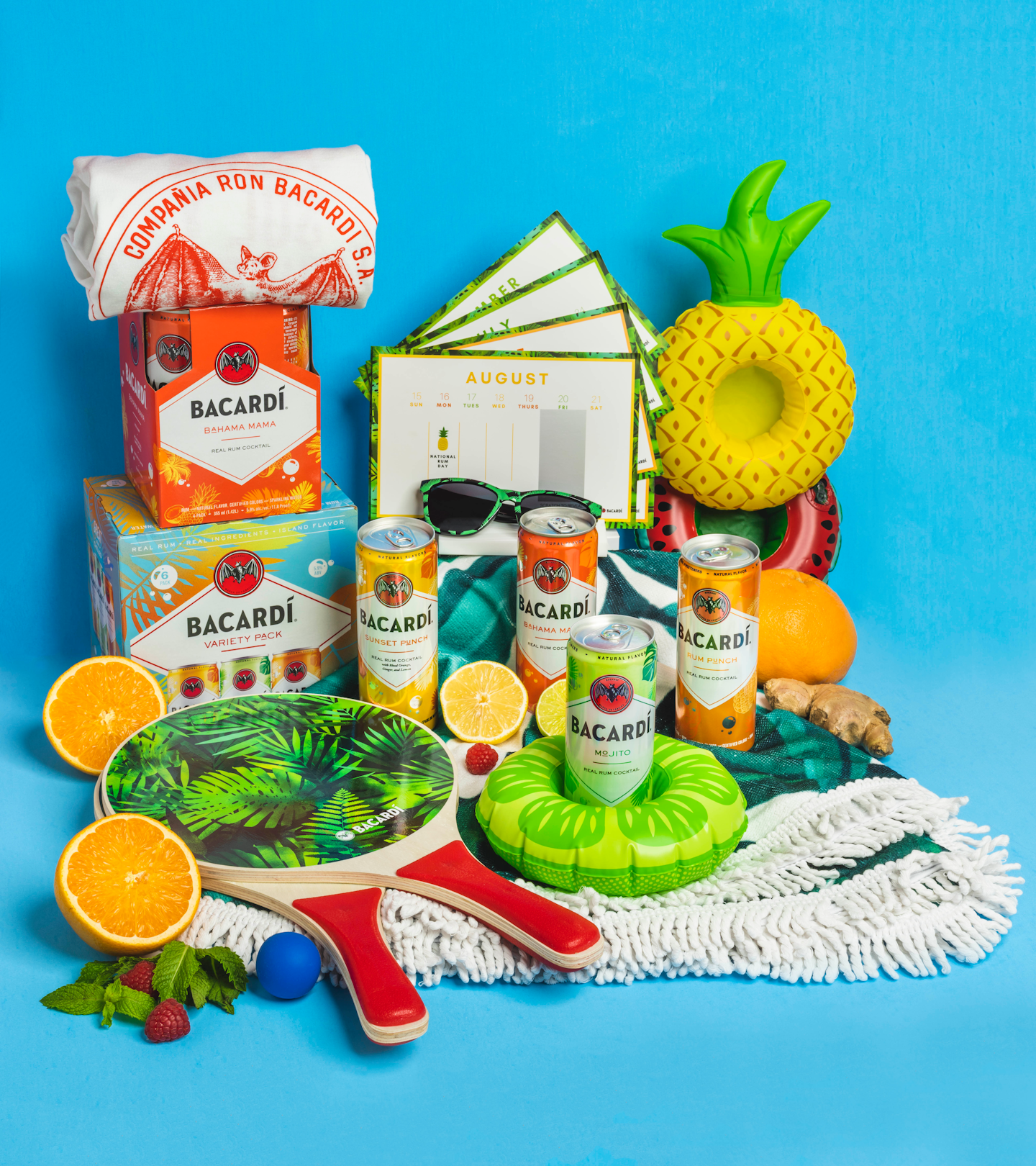 The Bacardĺ Summer Friday Deluxe Kit includes the brand’s new Real Rum Canned Cocktails, palm-print sunglasses, a branded T-shirt, paddle ball set, beach towel, a fruity can drink floatie and a custom scratch-off calendar that includes discount codes and out-of-office inspiration.