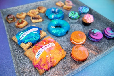 Branded snacks also tied into the sparkling surroundings. The 100% vegan options included homemade 'pop tarts' adorned with Dewtopia branding.