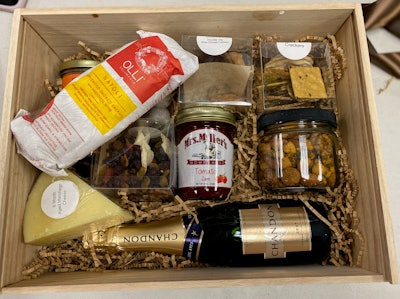Individual “Galas in a Box” with snack items for virtual gatherings, from Made by Meg in Los Angeles