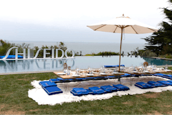 Later that day, TikTok star Christina 'Tinx' Najjar hosted a pool party brunch where guests sat on branded cushions on the lawn.
