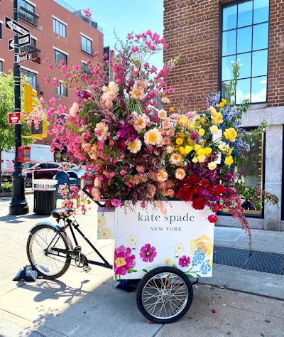 To serve as a love letter to New York, fashion brand Kate Spade worked with local florists including Tin Can Studios to create a bicycle filled with blooms.