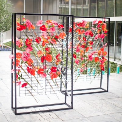 At the Museum of Modern Art in New York, Winston Flowers created a bold floral installation inspired by modern art.