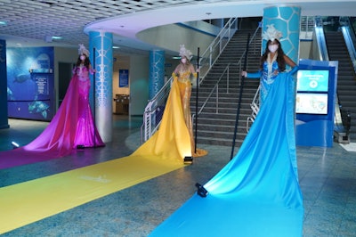 Bringing another Instagram moment to the night's Unlock the Block opening reception sponsored by Visit Tampa Bay and held at multiple locations, including The Florida Aquarium (pictured here), Las Vegas-based Champagne Creative Group reinvented the red carpet with this experience.