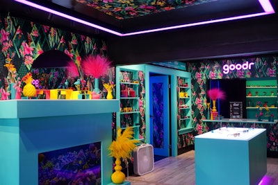 For Experiential Supply Co., the main goal was to tell the brand’s story throughout the space. “We incorporated goodr’s history in timeline form, fun quotes, micro art installations and very unique display tactics,” Smith said. “All of this swallowed up inside an explosion of colors, patterns and lights created a one-of-a-kind experiential retail experience.”