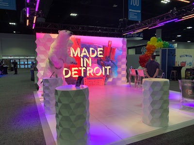 Display Group drew eyes to its colorful, projector-clad booth that included a larger-than-life polar bear statue.