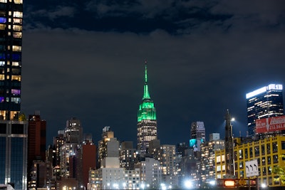 During the benefit, the Empire State Building was lit in Robin Hood's signature green color.
