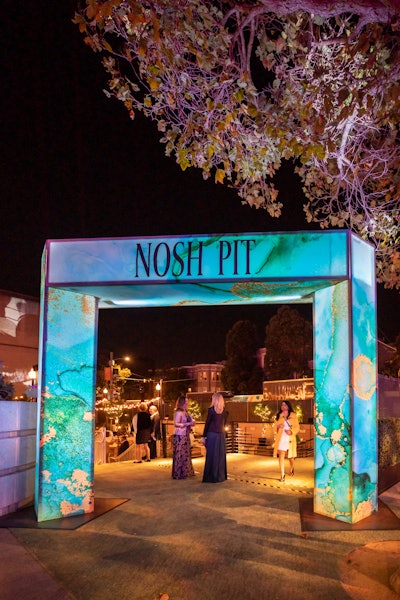 A new addition to this year’s gala was The Nosh Pit—a.k.a., the parking lot for Davies Music Hall. A 12-foot illuminated arch drew guests into the space.