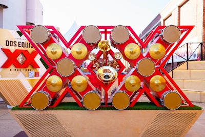 Dos Equis has been bringing its robotic brass band to college football games throughout the season. The jukebox is fully fabricated with working instruments and takes the shape of Dos Equis’ XX logo.