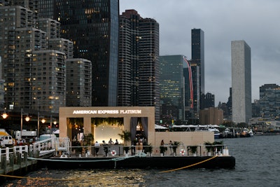 Platinum Coast provided a unique waterfront dining experience with a 225-foot floating pop-up restaurant on Manhattan’s East River.
