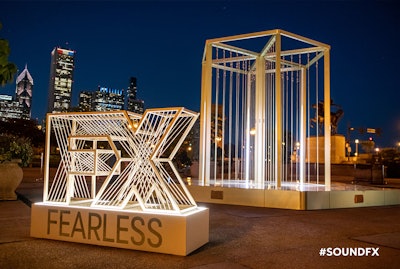 The SOUNDFX campaign tapped three different artists, who were each tasked with creating a sensory experience built around the genres of drama, comedy and horror. The Chicago installation, which focused on the comedy genre and was created by artist Emilie Baltz, featured a six-sided harp.