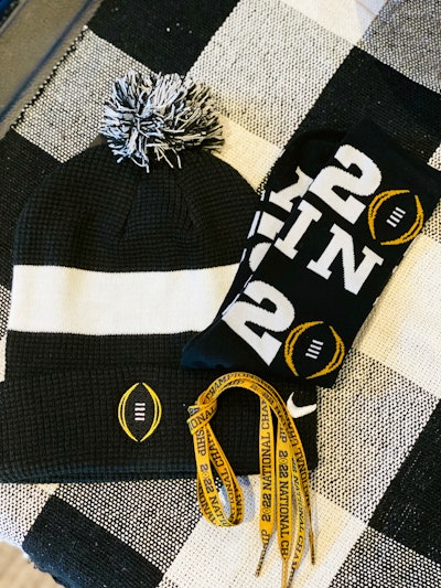 Other items included a branded beanie, pullover, socks and shoelaces.