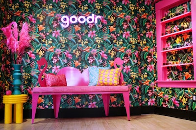 How’s this for a mood-lifter? Sunglasses brand goodr unrelieved the goodr Cabana in Venice Beach, Calif., in August 2021. While the space debuted with a buzzy VIP preview event, the immersive retail store feels like a party in and of itself: It’s a colorful, tropical paradise just ready-made for Instagram posts with fun touches that evoke the brand’s cheeky marketing and memorable product names. The internal goodr team worked with Experiential Supply Co., on the build-out and design, which organizers describe as “tropical surrealism.” “The common theme from the start was to make this busy and colorful, but tastefully done with an obvious artistic touch,” explained Jasen Smith, founder and CEO of Experiential Supply Co. See more: How This Experiential Retail Store Is Engaging Consumers in Out-of-the-Box Ways