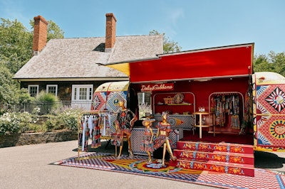 Traveling mobile pop-ups have also allowed brands to reach consumers in memorable, safe ways—and if you're on the road, you might as well draw some attention, right? An eye-catching recent example comes from Dolce & Gabbana, which, to help increase sales in New York, worked with Coffee ’n Clothes to create a traveling store in the Hamptons. The pop-up store was housed in a customized Airstream, covered in eclectic patterns to make it look like a Sicilian cart—a nod to the Italian fashion brand’s design DNA.