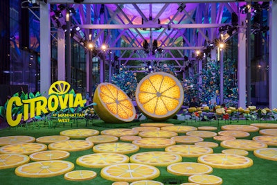 'Citrovia is an interactive, outdoor installation that transports visitors to a larger-than-life, magical citrus garden. The vibrant, man-made installation features hundreds of oversized, hand-painted (and scented) lemons, towering trees, elaborate fabric clouds that can mimic sunrise and sunset, and immersive experiences,' said Laura Montross, director of communications at Brookfield Properties.