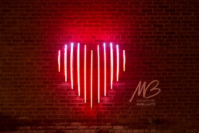 The 2019 Toronto Light Festival featured more than 30 installations from local and international artists. One Valentine's Day-appropriate installation was Michael Bublé’s Edge Lit Heart, a kinetic light sculpture inspired by Canadian singer's album Love (stylized as the red heart emoji). The sculpture incorporated hundreds of animated LEDs to light eleven acrylic panels. Toronto-based visual artist Craig Small created the sculpture. See more: 9 Toronto Light Festival Highlights That Will Brighten Up Your Instagram Feed