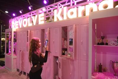An eye-catching pink locker activation from sponsor Klarna also tied into the REVOLVE event’s homecoming theme.