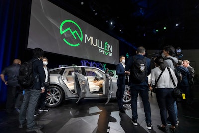 Mullen FIVE Global Debut at the Los Angeles Auto Show 2021. Press, Booth Experience, and Content.