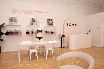 The pop-up was Soma's first brick-and-mortar retail experience in New York. The intimates brand held the experience in the heart of SoHo and built the 'Bra Lab' in a short-term lease space.