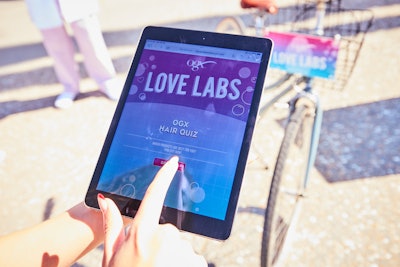 The bike rentals were complimentary for anyone who showed proof of an OGX purchase. To help, brand ambassadors carried iPads, which allowed consumers to take a custom OGX “Love Labs” hair care quiz and purchase the products directly.