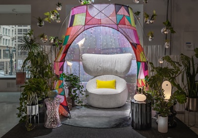 This year, Steelcase sought to celebrate the concept of reunion by constructing a colorful tent that was reminiscent of summer nights and fireflies.