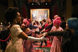 Greg Lombardo, head of experiences at Netflix, said that the Millennium Biltmore Hotel's 'exquisite ballrooms and elaborately designed spaces' provided a 'fitting backdrop for the experience.' The hotel features a hand-painted, 30-foot ceiling, Austrian crystal chandeliers and a hand-carved frieze in the reception area.