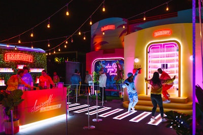 Smirnoff’s activation at Neon Carnival, meanwhile, was a 25-by-25-foot custom-fabricated space. Produced by NVE Experience Agency with fabrication partner Tractor Vision and photobooth partner Hypno, the activation focused on Smirnoff’s Neon Lemonades Seltzers and ICE products.