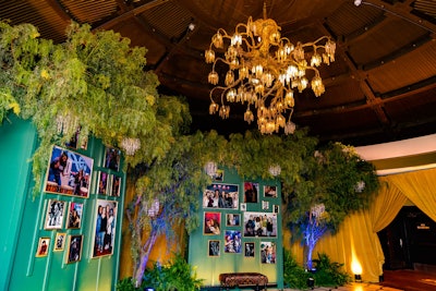 The photos and greenery extended throughout the space.