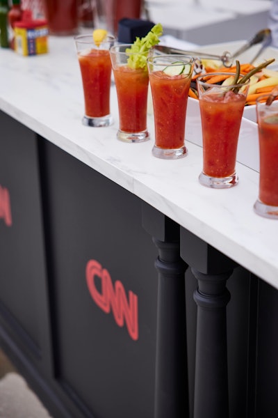 What would brunch be without a Bloody Mary? CNN had a branded bar out on the terrace with the hangover-curing cocktail, made with “a dash of Old Bay,” Cook said.