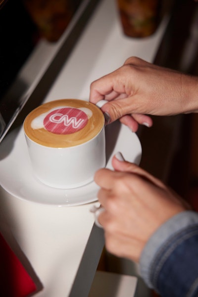 The event took place 10:30 a.m.-2 p.m. so, naturally, CNN provided an international coffee bar as a way for guests to caffeinate. A bonus? Cappuccinos and lattes were served with printed CNN logos.