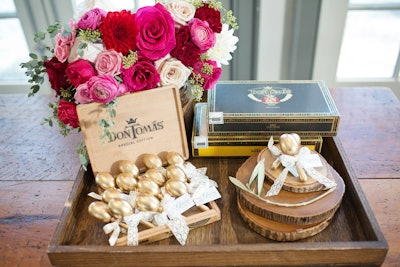 For a Spanish rose-themed celebration Fab Fete Event Boutique in Thornhill, Ont. created golden maracas as party favors. In a perfectly curated nod to the Latin theme, each shaker donned a lacy ribbon and gracias notecard.