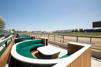 The Homestretch Club includes the Horseshoe Rail Lounges, located alongside the track, which Ramage described as similar to “courtside seats… where Beyonce and Jay-Z would sit.”