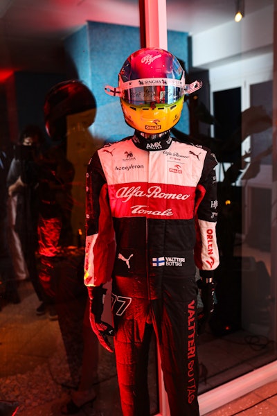 A mannequin boasted the Alfa Romeo F1 Team ORLEN racing suit and helmet.