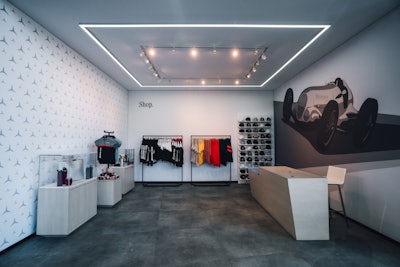 An on-site store allowed guests to shop from a selection of Mercedes-branded merchandise, from T-shirts and hats to teddy bears, key chains, reusable cups, and more.