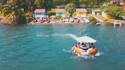 For something more adventurous and low-key, planners can look to this donut-shaped motorboat offered in Le Marin, Martinique. A close-knit group of 10 can hop aboard to enjoy a day or night cruise through the bay.
