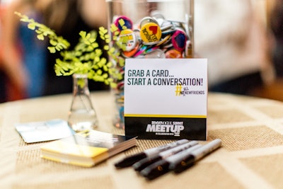 At a 2019 meet-up for Teen Vogue, attendees were encouraged to “grab a card, start a conversation” as an icebreaker. Questions included “What would you do if you were not afraid?” and “How do you practice self-acceptance in your life?” See more: Q&A: How 'Teen Vogue' Is Shaking Up the Traditional Conference Format