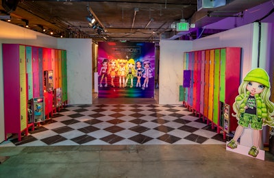 The Rainbow High side was anchored into a hallway of colorful lockers.
