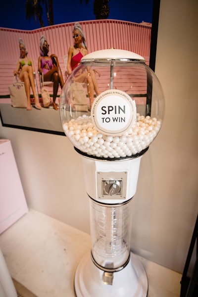 “Our gumball machine is filled with white and black gumballs, [where] guests can spin to win,” Petigrow explained. “If they receive a black gumball, they are allowed to choose a small product of their liking to take home!”