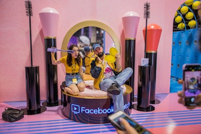 At VidCon 2019, Facebook hosted a large consumer booth on the show floor. The Facebook Watch House offered a viewing space to watch full-length creator videos and episodes from original Facebook series. Meanwhile, a variety of themed rooms asked attendees to work together to unlock photo opportunities and win prizes. The “glam room” had photo ops and special-edition custom face filters.