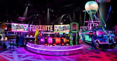 Wildly popular game Fortnite had one of E3 2019's largest and most eye-catching booths, taking over a 15,000-square-foot space on the show floor. Paying homage to the game’s use of neon during season nine, design and production company FG|PG used miles of neon lighting, covering everything from shopping carts to the famous Fornite bus. Other booth highlights included the “Boogie Down Stage,” which was wrapped in disco ball mirrors and featured in-game dance performances, trivia game tournaments, and appearances from cosplay characters. See more: E3 2019: Check Out the Coolest Booths, Parties, and Brand Activations